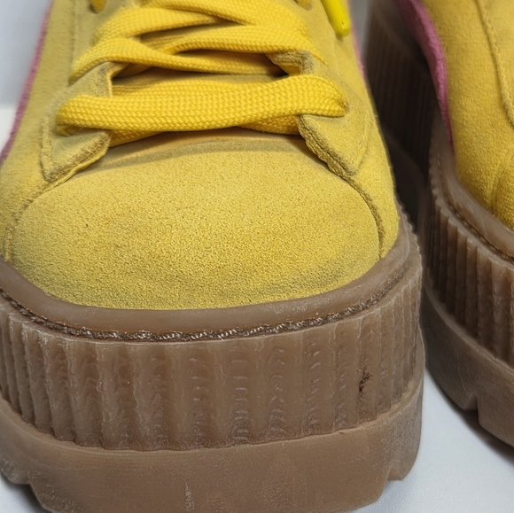PUMA Rihanna X Fenty Yellow Pink Creeper Shoes Suede Platform 8.5 - Picture 9 of 16